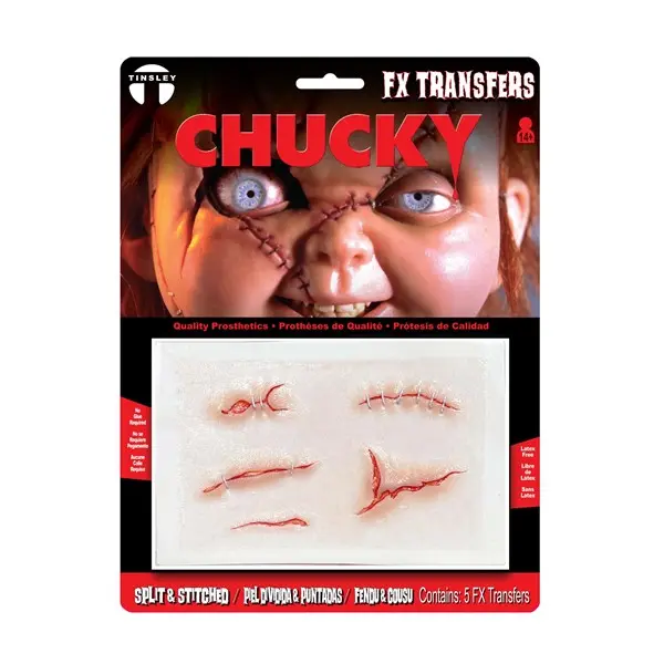 Child's Play Chucky Split and Stitched FX Transfer Makeup