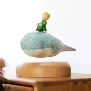 woodfeel Magnetic Floating Whale Sculpture Big Kun Fish Desktop Decor Little Prince Wooden Handmade Gift for Office Home Ornaments