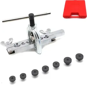 HTTMT- Professional Double Flaring Tool Kit 7 Dies Double Single Flare Tube Copper Brake Line and Brass Tubing Tool Kit W/Case For Car Truck Mini Pipe