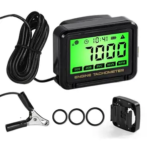Adjustable Green Backlight Digital Pulse Engine Tachometer RPM Gauge for Chainsaw Motorcycle ATV UTV Lawn Mower Dirt Bike Boat Marine Small Engines