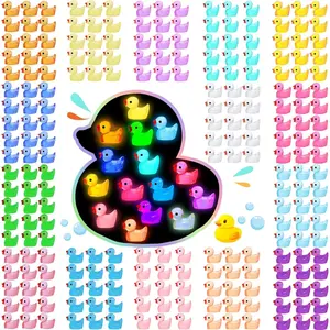 Luminous Mini Resin Ducks 200pcs Tiny Duck Glow in The Dark for Garden Micro Landscape Dollhouse Aquarium Potted Ornament Charms Birthday Party DIY Toys Craft Accessories Decoration Projects