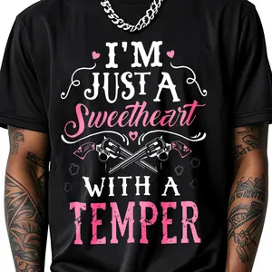 100% Cotton I'm Just A Sweetheart With A Temper T-Shirt Women Men Outdoor Casual Short Sleeve Comfortable And Versatile