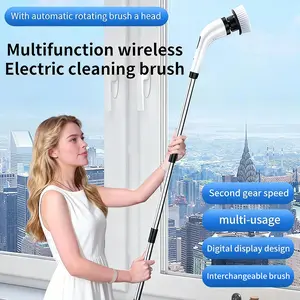 8-in-1 Electric Cleaning Brush,Electric Spin Scrubber, Cordless 360° Power Scrubber with 8 Brush Heads, Dual Speed, Adjustable Handle for Bathroom & Kitchen Cleaning