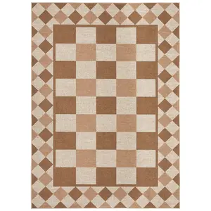 GAOMON Washable Checkered Jute Area Rug – Modern Geometric Non-Slip Carpet – No Outbuilding, Easy Clean for Living Room, Bedroom, Patio – Indoor Outdoor Farmhouse Decor - Mother's Day gift– Black Brown – USA