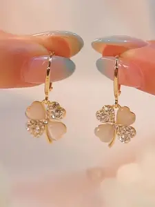 Four-Leaf Clover Earrings, Elegant Pendant Fashion Jewelry, New Style Flower Ear Studs for Women, Sweet Simple Luxurious Design