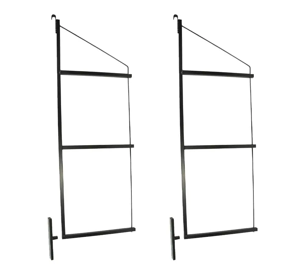 (2 Pack) 3 Tier Shipping Container Shelving Bracket with 24"(D) x 60"(H) - Black Powder Coated Steel Shelf Brackets for Heavy Duty Trailer Containers - Easy to Assemble & Remove