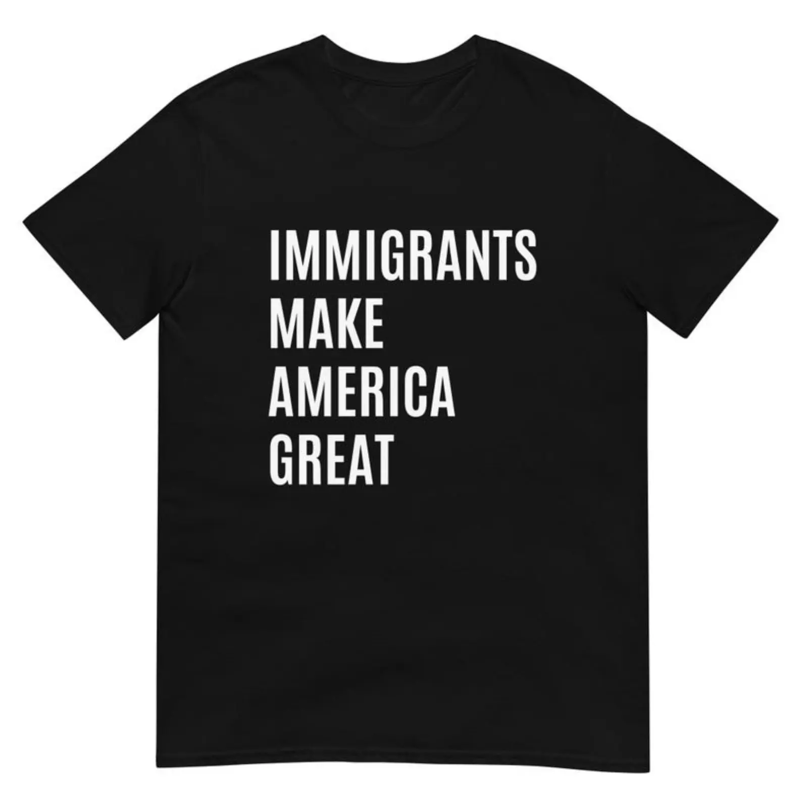 Men's "Immigrants Make America Great" Graphic Tshirt, 100% Cotton Knit Fabric Crew Neck Short Sleeve Casual All-Season Machine Washable Streetwear Sports Top
