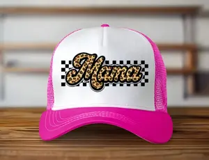 Leopard Mama Checkered Trucker Hat