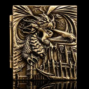 7-in-1 Dragon Book Spinner Dice Set – All D4-D20 RPG Dice in One Portable Metal Case for DND & Tabletop Games