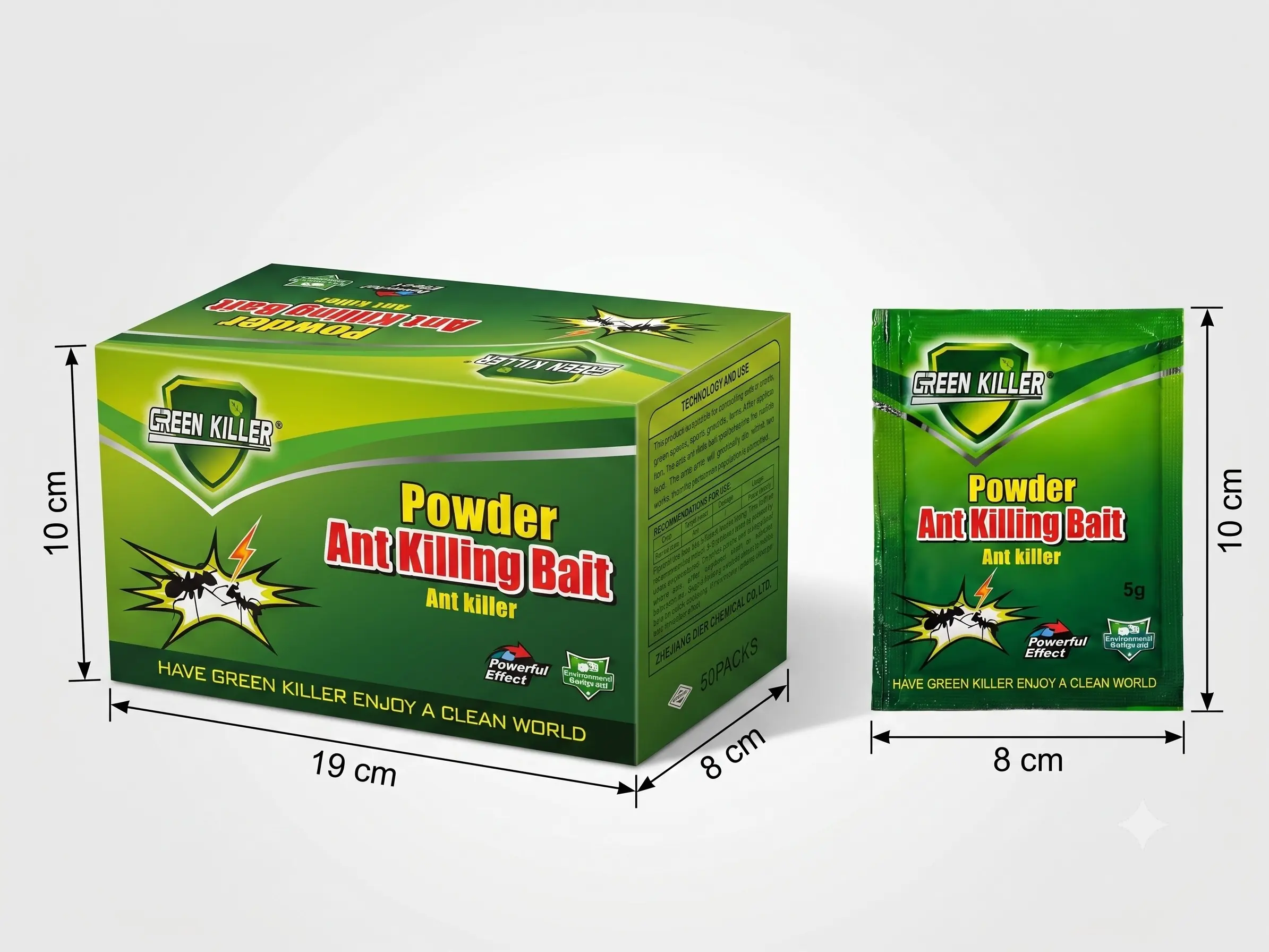 Ant-Killing Bait Powder - 1 Box (50 Packs), Fast-Acting Home Pest Protection, Eliminates Queens & Workers in 24Hrs, Mess-Free