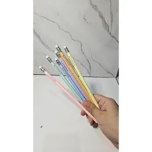 Set of 6 personalized pencil, color pastel. Hot foil stamp