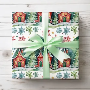 Merry Little Postcode – Whimsical Winter Village Wrapping Paper