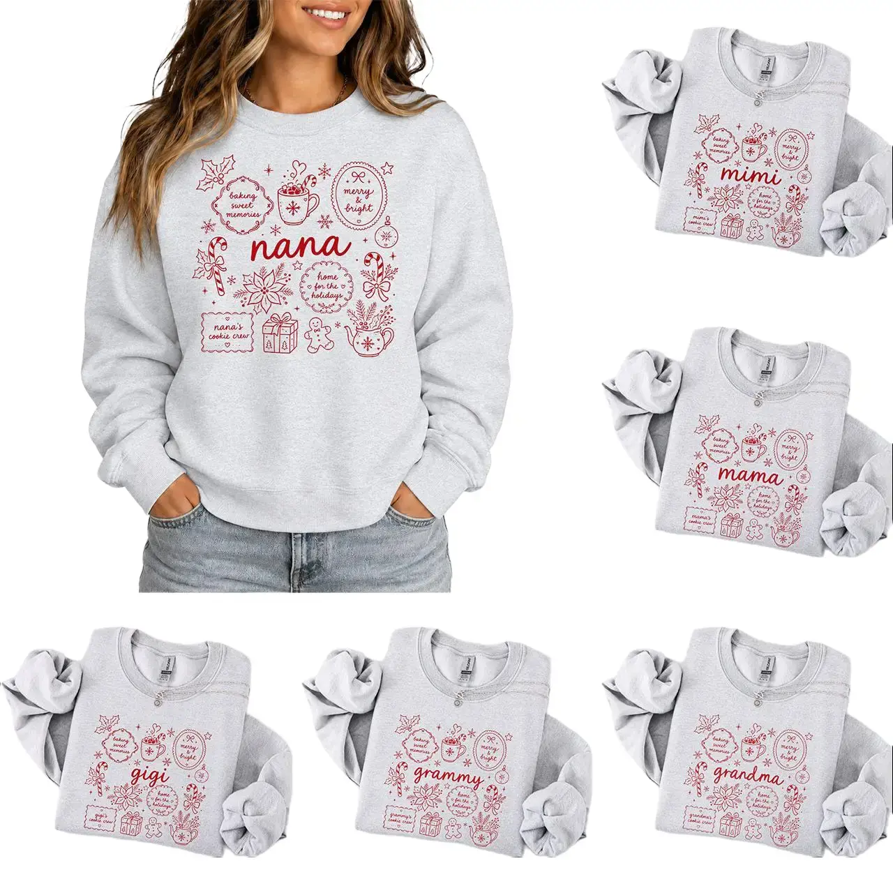 Custom Floral Nana Sweatshirt, Personalized Floral Gigi Sweatshirt, Christmas Shirt, Grandma Mama Nanny Mimi Grammy Honey Granna Sweater