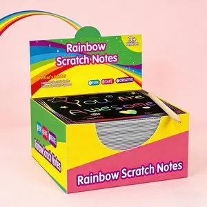 Rainbow Paper（8.5cm*8.5cm） Colorful ReflectivePaper Mini Notes Artistic Drawing Set with Black Coating Reveals Colorful Pattern