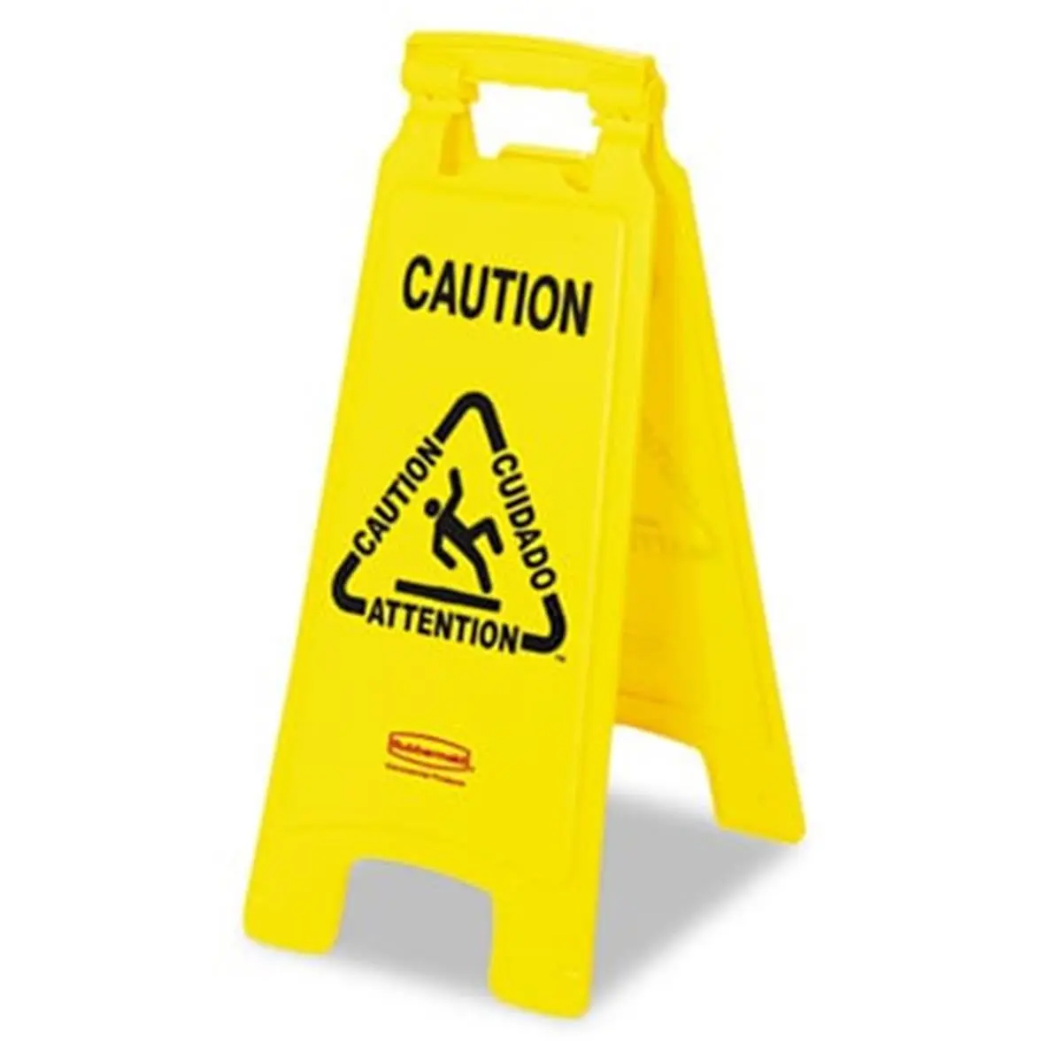212 MAIN Commercial Plastic Caution Floor Warning Sign, 11x1.5x25in Bright Yellow Rubbermaid Signage, Folds Flat for Narrow Spaces, Ideal for Commercial Use