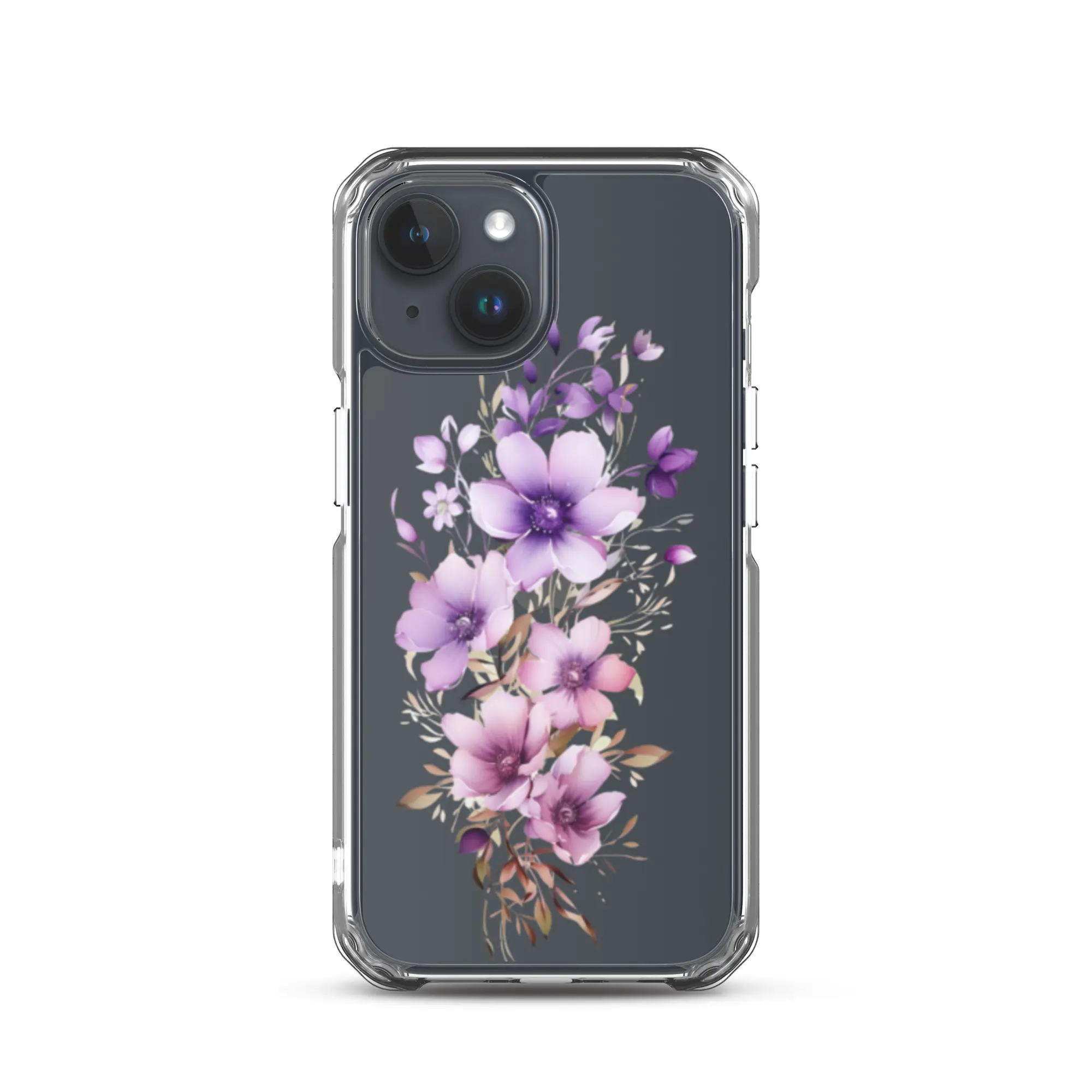 Wildflower Clear iPhone Case floral purple flower clear case gorgeous arrangement protective phone case beautiful bouquet accessory trendy wedding