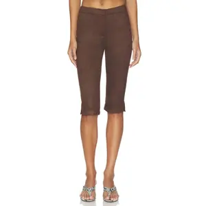 superdown Ayla Faux Suede Capri in Brown