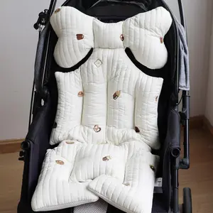 Baby Stroller Seat Liner, Cute Embroidery Pattern Stroller Seat Cushion, Soft Breathable Seat Liner for Baby Stroller, Baby Travel Essentials