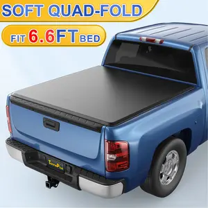 TonnePlus Soft Quad-Fold Truck Bed Tonneau Cover Compatible with 2007-2013 Chevy Silverado / GMC Sierra 1500, 2007-2014 2500 HD 3500 HD ; Lightning | 6.5FT (78.8") Bed |
