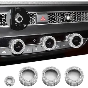 4PCS Bling Car Accessories AC Knob Covers, Air Condition Knob Switch Trim, AC Climate Control Button, Automotive Accessories Interior Decorated Button Knob Covers Replacement for Civic