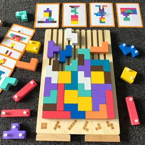3D Tetris-Style Family Puzzle Game BrainTeaser StackingBlocks for Kids & Adults Parent-Child Bonding MontessoriToy Sudoku Cube Wooden Educational Blocks