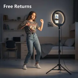 10in Phone Tripodphone Stand 63in with Ring Light, Phone Light, Tripod Stand for Phone for Live, Photography And Video Conferencing - Portable, Usb-Powered, Three Color Modes, Height Adjustable, Perfect for Family Use#SummerWins#FathersDayGift