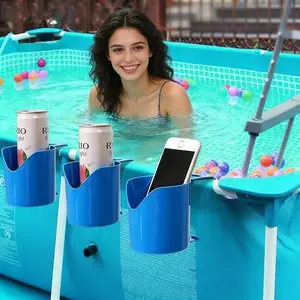 2-piece/set  Pool Cup Holder, No Drill Hanging Storage Rack for Outdoor Drink Beer Cup