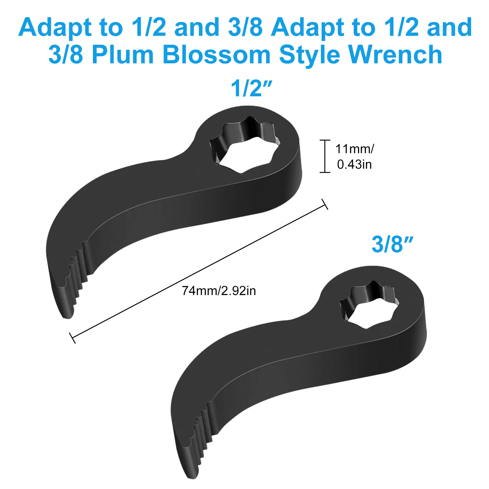 Pry Bar Wrench Adapter Head 3/8" or 1/2" Drive, Alloy Steel Crowbar Tool for Ratchets, Angled Pry Bar for Leverage in Tight Spaces, Heavy-Duty Mechanical Repair Tool