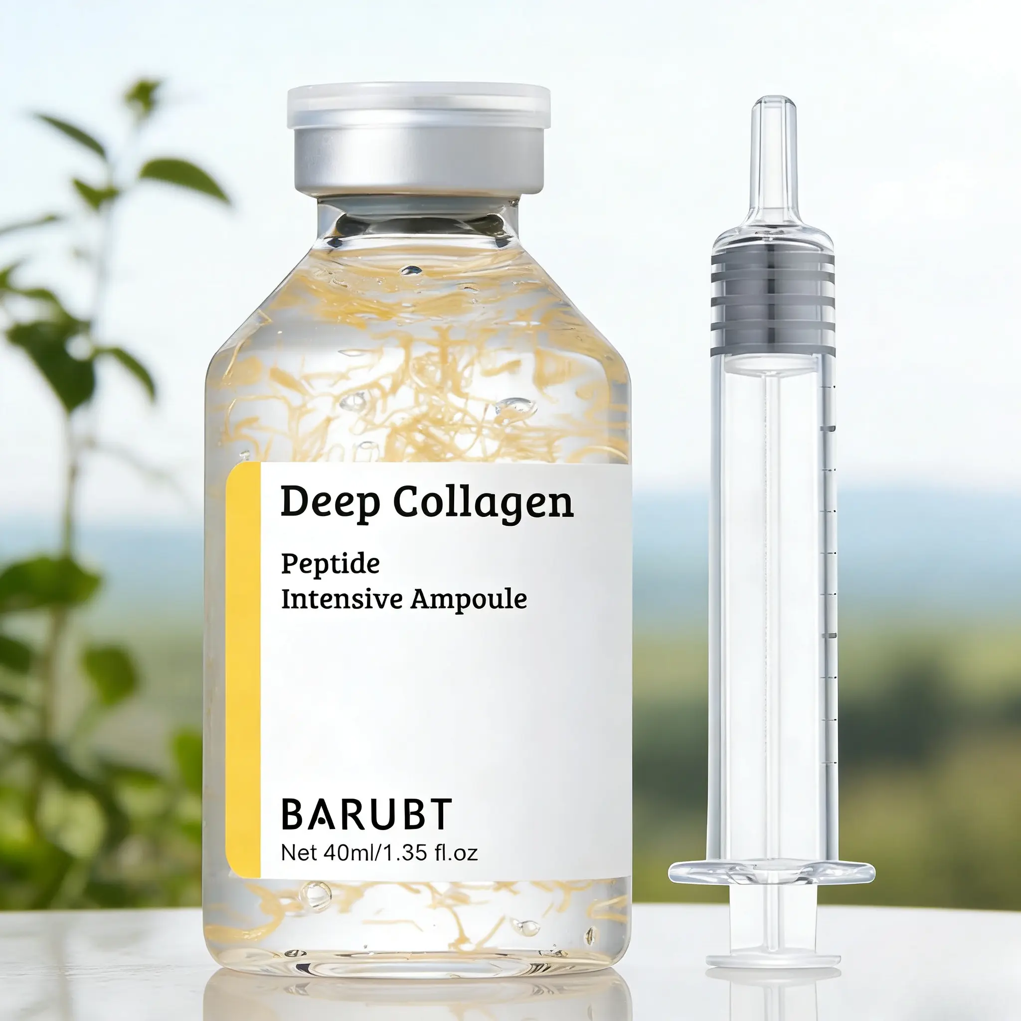 BARUBT Deep Collagen Peptide Ampoule 40ml Syringe Design for Precise Dosage Anti-Aging Concentrated Essence Wrinkle-Fighting Firming Repair Night Recovery