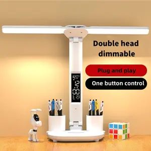 Single-unit dual-head LED multifunctional desk lamp, foldable touch white lamp, USB-powered, suitable for indoor reading on desks, perfect for home offices and study rooms, ideal for desktop lighting night light love portable lamp