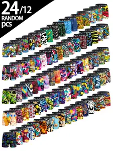 KJFISTMU 24-pcs/12-pcs men's briefs, featuring a simple and fresh mix of graffiti and pop art patterns. Made from soft, slightly stretchy fabric that wicks away moisture, these are the perfect choice for both sports and the office. Menswear