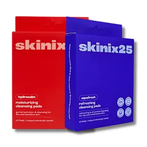 skinix25 | Hydracalm and Aquafresh Cleansing Pads Combo | 20 individually wrapped ultra soft cotton face wipes for all skin types, includes 10 hydrating and 10 oil control pads in 2 boxes