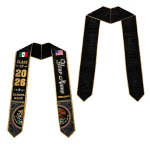 Custom Mexican Flag Graduation Stole with Name and School Year, Class of 2026 Cultural Sash, Unique Senior Keepsake Gift for Ceremony Outfit