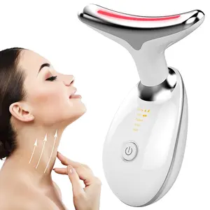3 Colors LED Facial Massager, USB Rechargeable Face Massager Beauty Neck Instrument, Face Sculpting Tool with Thermals, Vibration for Double Chin, Gift for Women, Face Lifting Device