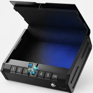 ONNAIS Iron PRO Biometric Security Safe Box, Quick Access Fingerprint Lock Box with Keypad, Emergency USB-C Power, Optional Interior Light, for Nightstand, Bedside, Car & Home