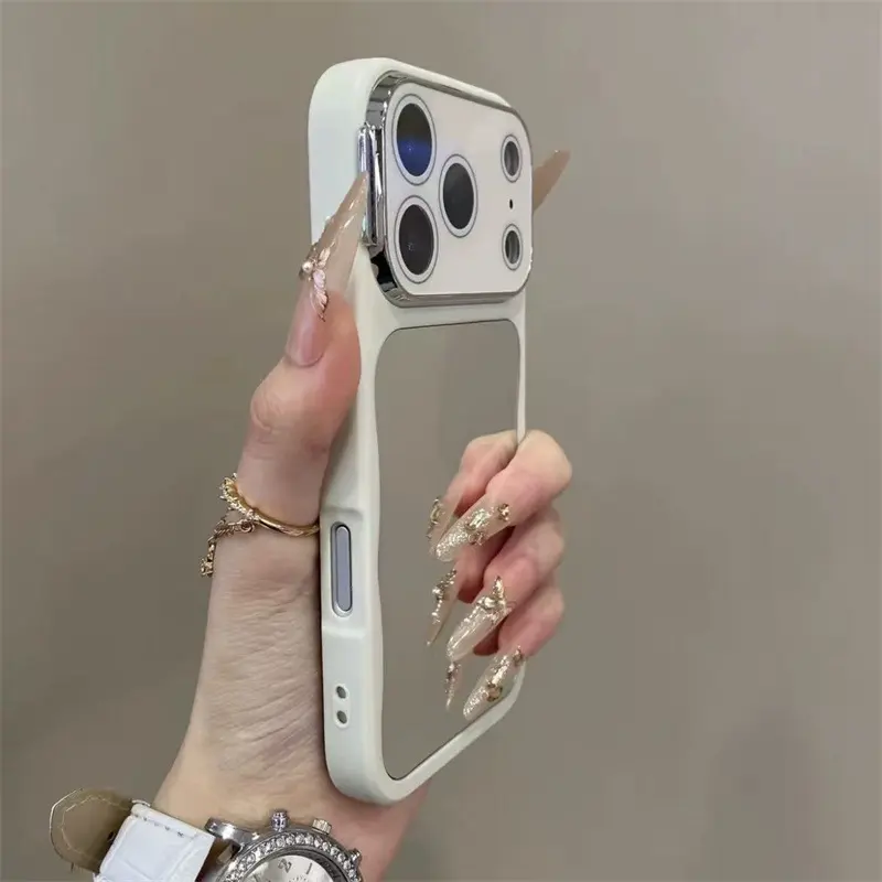iPhone 17 Pro Case with Mirror 2025 Newest Makeup Mirror Phone Case for iPhone 16 Pro 15 Pro Large Viewing Window Clear Hard PC Back Shockproof Protective Cover for Women Girls