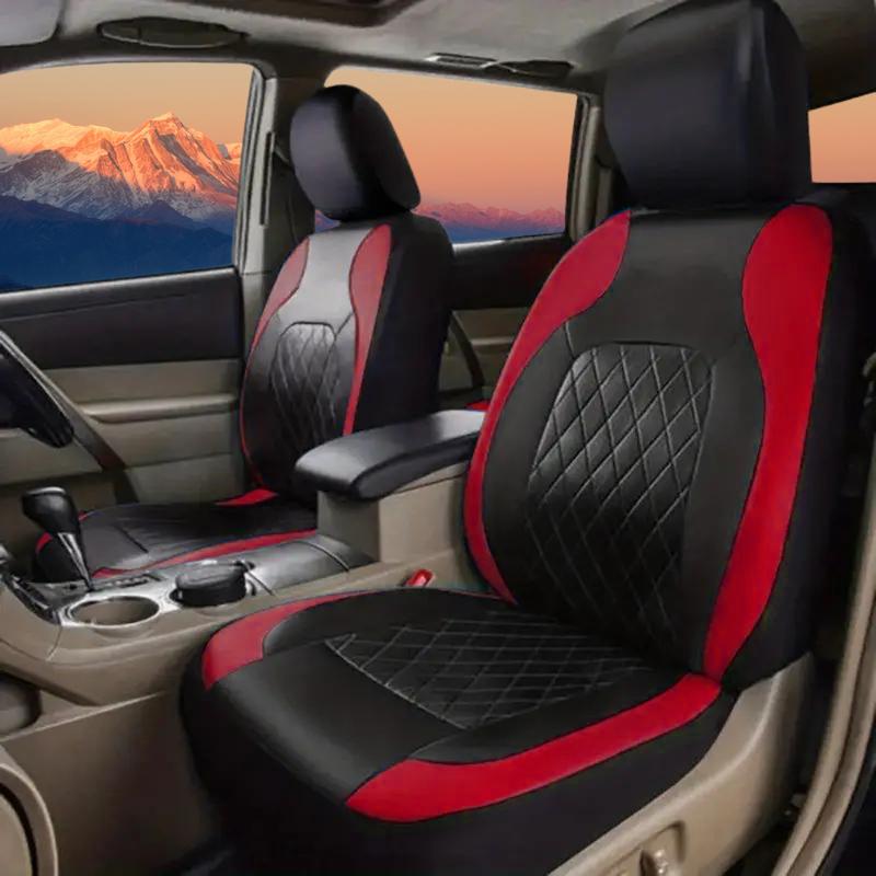 Universal Leather Car Seat Covers for 5 Seats PU Leather Waterproof Protectors Protects Spills & Scratches Fits Most Cars Vans SUVs Trucks Airbag Compatible Car Interior Accessories