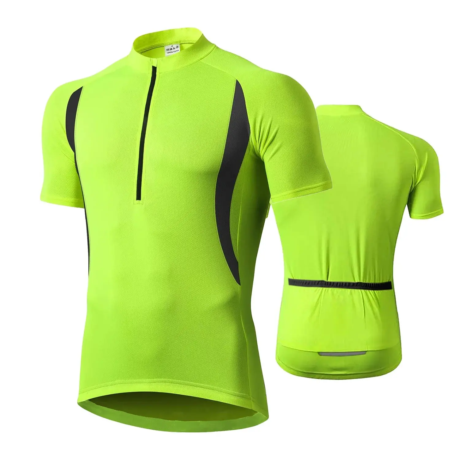 Men's Slim-Fitting Athletic Outdoor Cycling Jersey, Classic Black Short-Sleeve Polyester Racing Top, Summer Bicycle Wear, Polyester Clothes, Lightweight