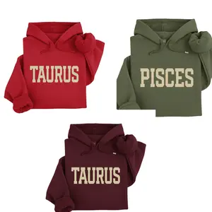 Full 12 Zodiac Minimalist Zodiac Hoodie – Astrology Sign Crewneck for Men and Women, Cozy Horoscope Pullover with Bold College Letter Design, Perfect Gift for Zodiac Lovers