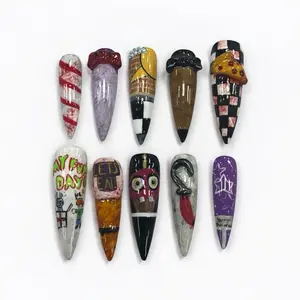 3D Five Nights at Freddy’s Hand-Painted Press On Nails – Long Stiletto-