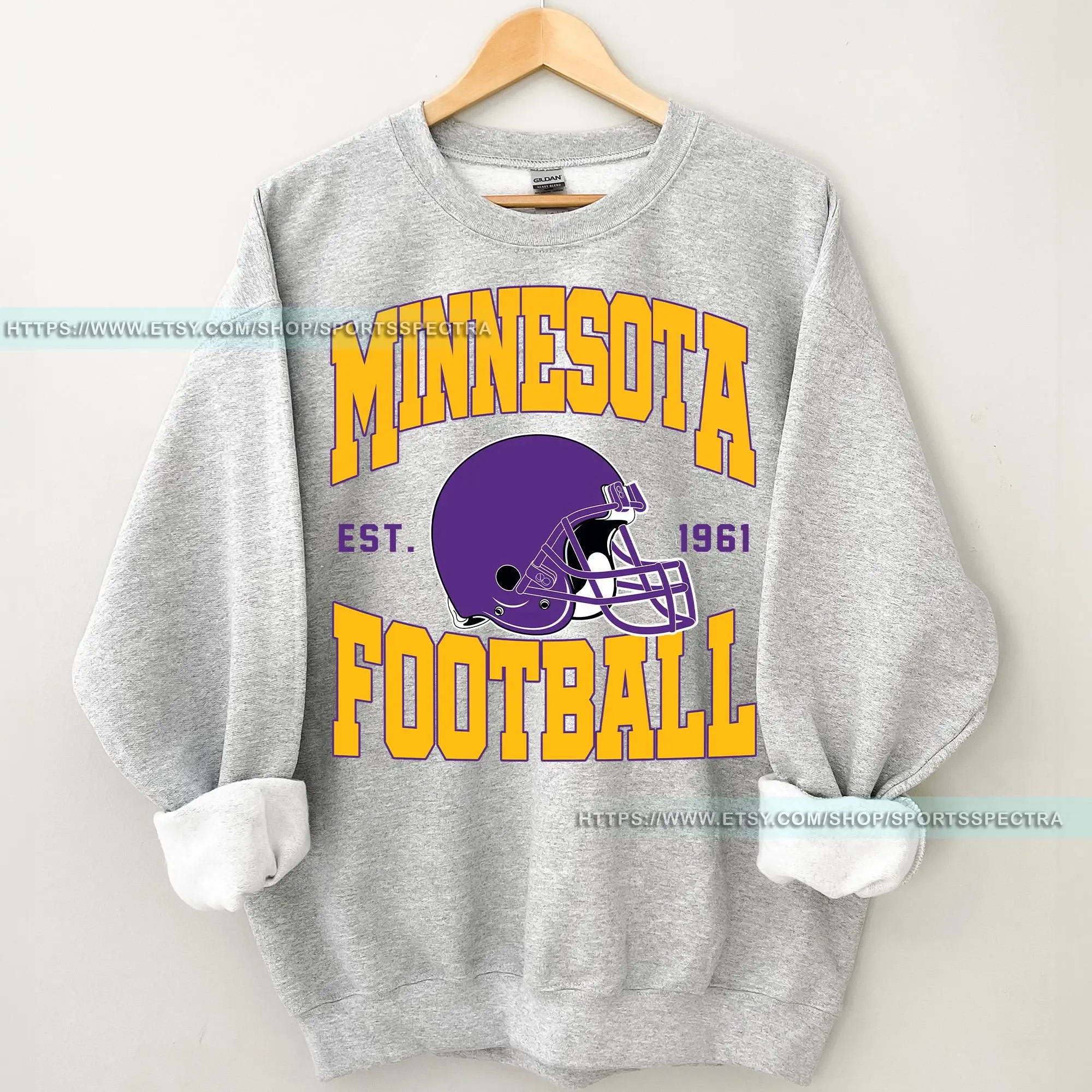 [Sale Up To 50%] Minnesota Football Sweatshirt, The Vikes Sweatshirt, Vintage Minnesota Crewneck, Viking Sweatshirt, Minnesota Fan Gift, Gift For Fan, Trendy USA Cotton Fabric