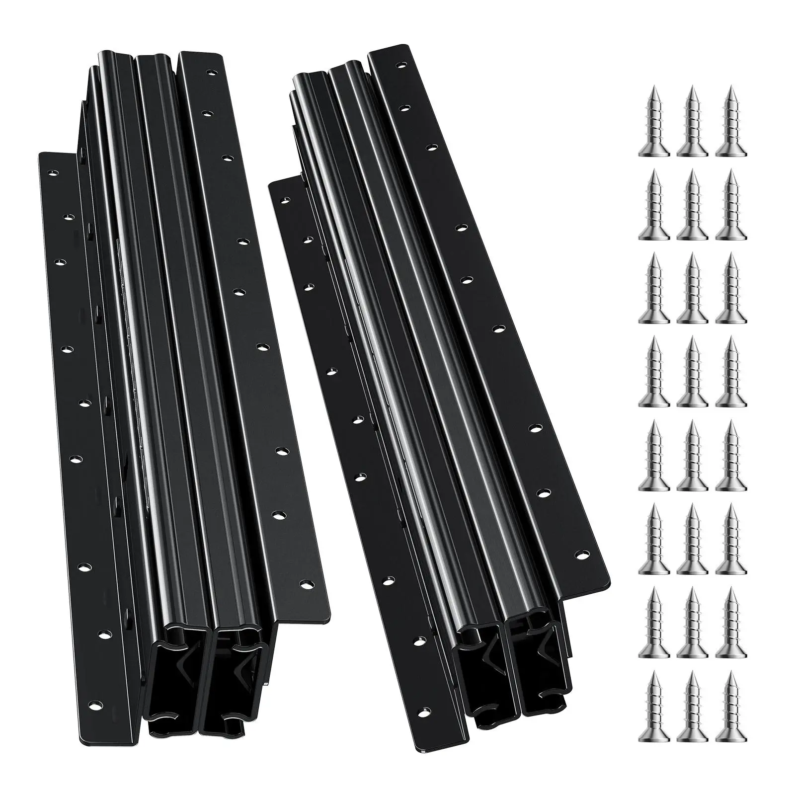 VEVOR 24 in Undermount Drawer Slides, Full Extension Ball Bearing Rails, 260 LB Heavy Duty Galvanized Steel Sliders, Silent Operation, Universal Fit for Home/Office DIY Cabinet Replacement, Black Drawer Tracks, Ball Bearings