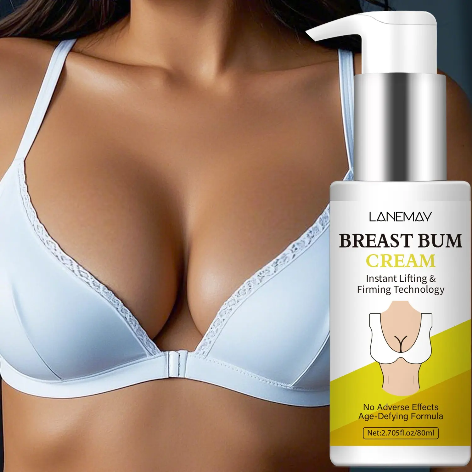 Papaya Chest Moisturizing Cream, Breast and Buttock Care, Hydrating and Elasticity Boosting, Smooth Skin, 80ML Beauty Cream