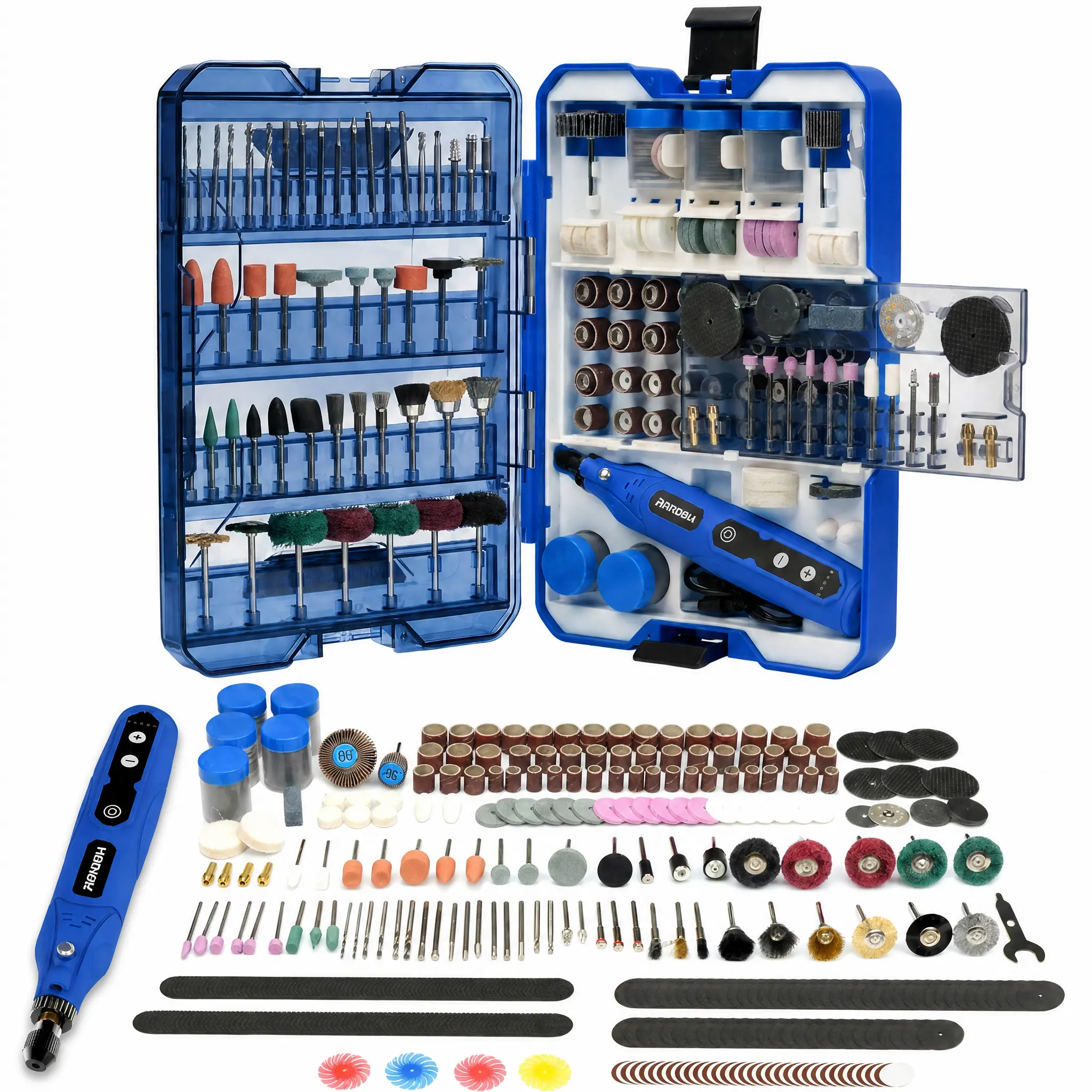 447pcs with Mini Cordless Rotary Tool, Fits Dremel Rotary Tools, Universal Fitment for Polishing, Sanding, Cutting, Drilling, Engraving, Grinding with Portable Tool Storage Case
