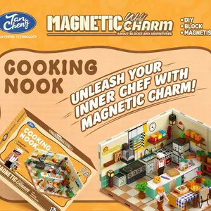 Magnetic Building Blocks Minecraft Kitchen House Decor, Puzzle Toy Model Game, Magnetic Assembly Construction Scene, Boys Toys Children Gifts