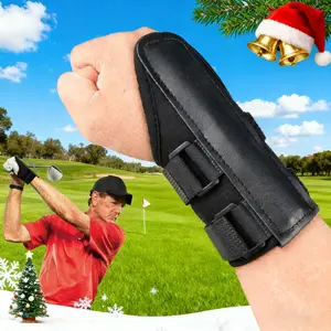 Golf Swing Training Aid Wrist Brace, Durable PU Leather Wrist Corrector with Proper Technique, Golf Training Aid for Beginners, Golf Equipment, Golf Accessories