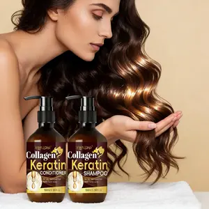 100ML Collagen Keratin Hair Care Set, Collagen Hair Treatment, Repair Dry Damaged Hair, Two-Step Brightening Strong Hair, Nourishing and Strengthening