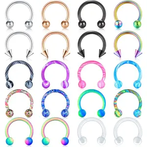 16G Horseshoe Nose Septum Rings 316L Stainless Steel   Cartilage Helix Tragus Earring Hoop Lip Horseshoe  Retainer For Women Men 6mm 8mm 10mm