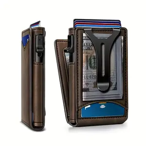 Smart Wallet for Men, Slim Aluminum Metal Money Clip 9 Card Slots Holder Wallet, RFID Blocking Mens Minimalist Pop Up Wallet with ID Window, Front Pocket Wallet for Men