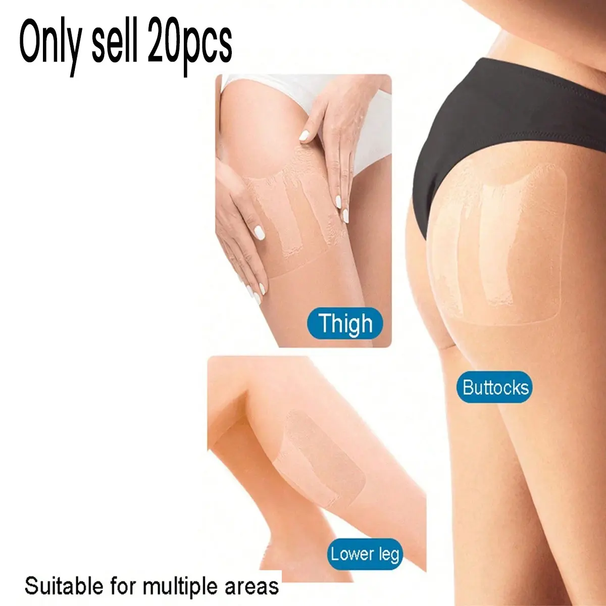 20 Pcs Thigh Lifting Stickers, Invisible Friction Protection, Glow Thigh Lifters, Transparent Anti-Friction Band, Leg Patches, Body Stickers, Instant Thigh Lifting